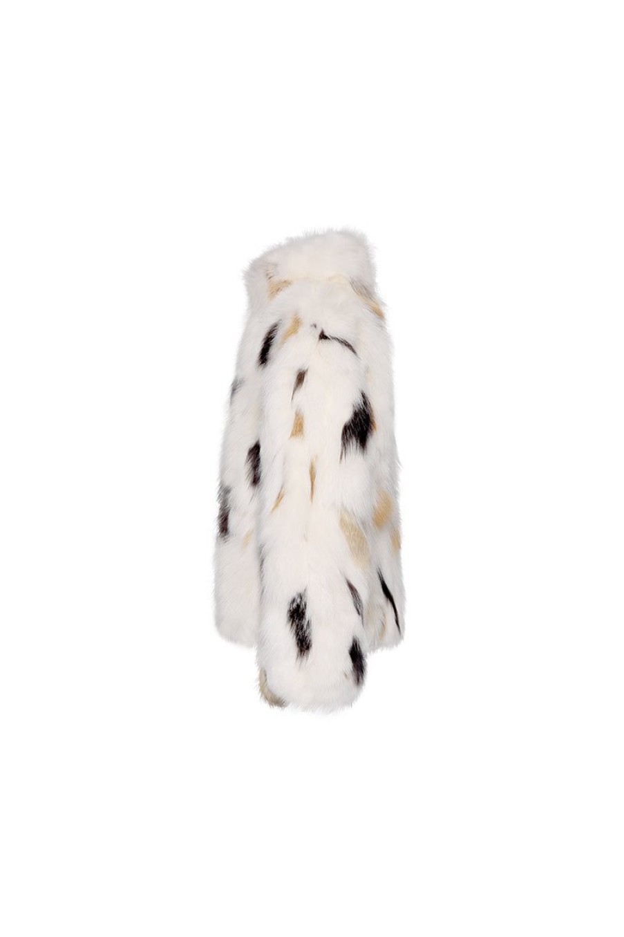 OZLANA Full Fur Jackets | Ochre Buckle Collar Fox Fur Jacket (Cream White)