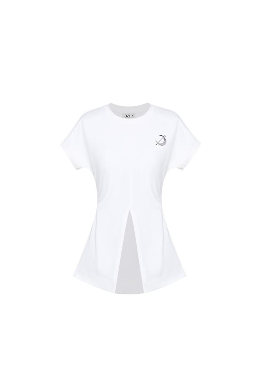 OZLANA Tee Shirts | Ozln Metal Logo Front Split Tee (White)