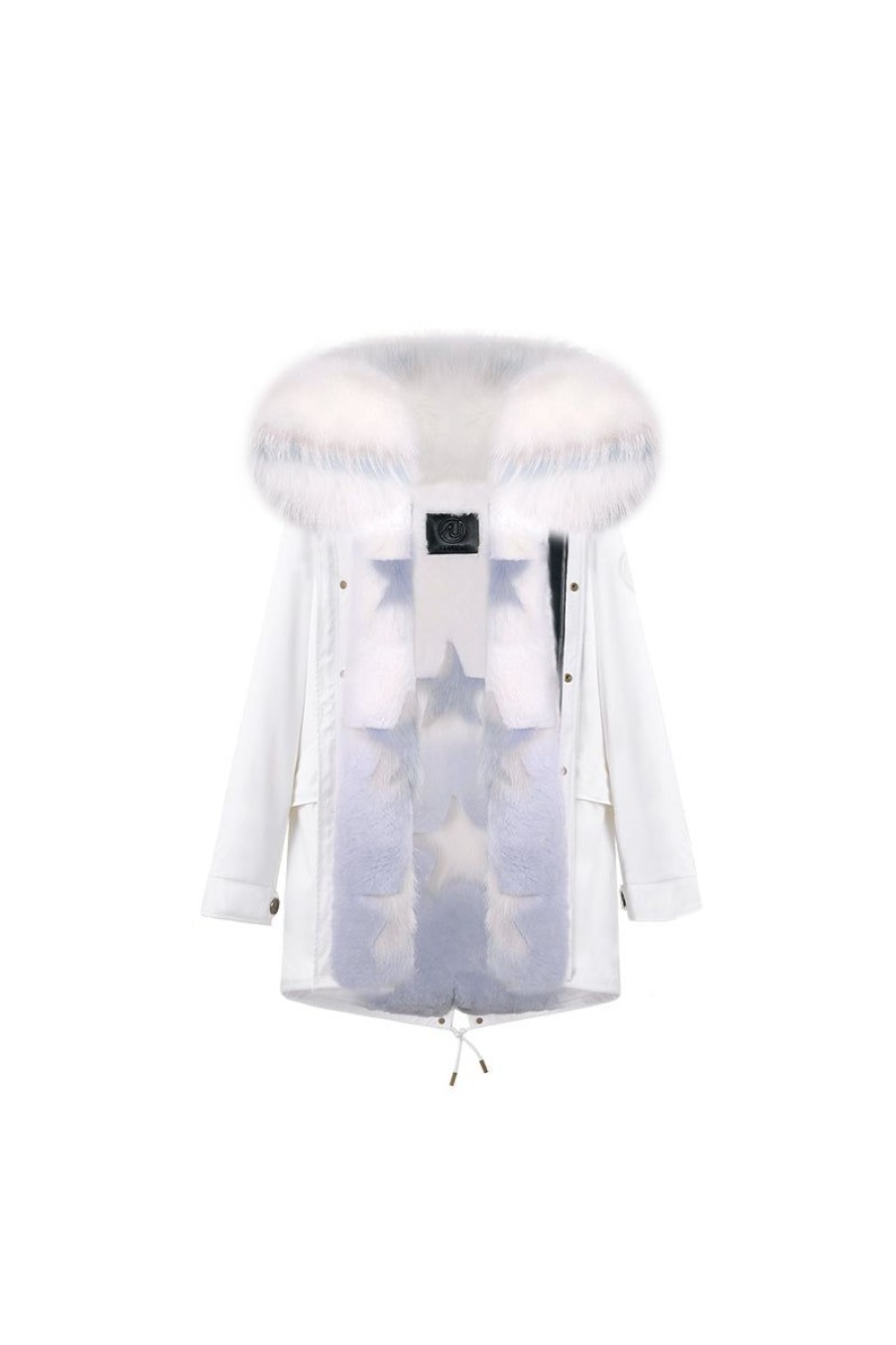 OZLANA Classic & Designer Parkas | White+Blue Twinkle