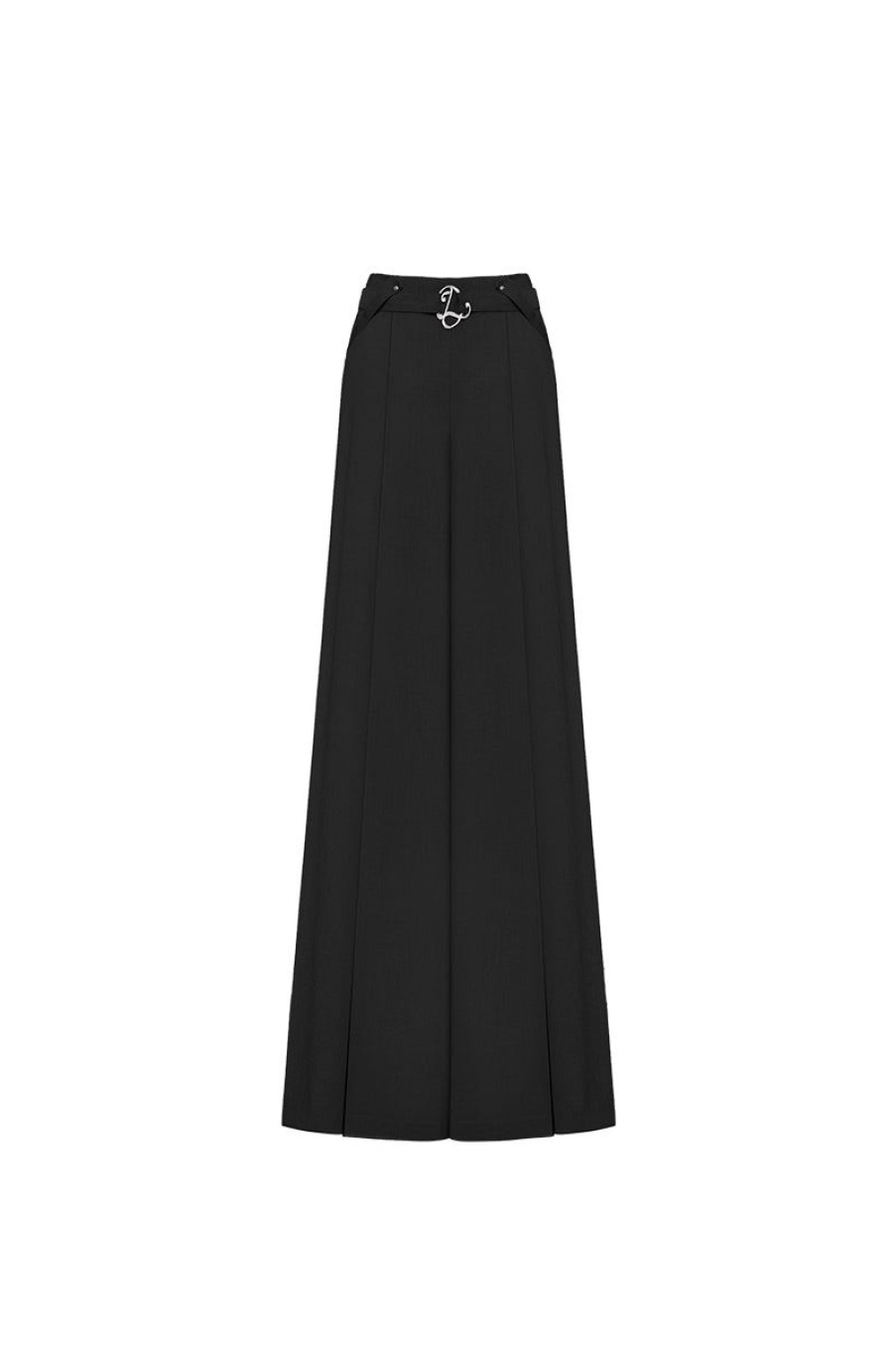 OZLANA Bottoms | Ozln Wide Leg Slit Suit Pants(Black)