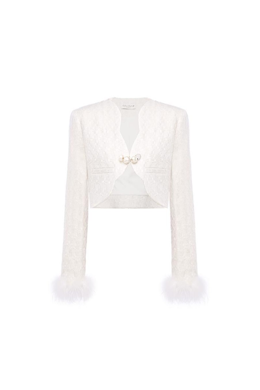 OZLANA Tweeds | Seafall Tweed Pearl Jacket(White)