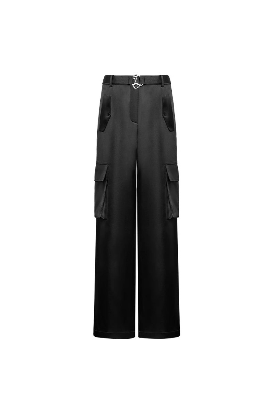 OZLANA Ozln | Ozln Wide Leg Cargo Pants(Black)