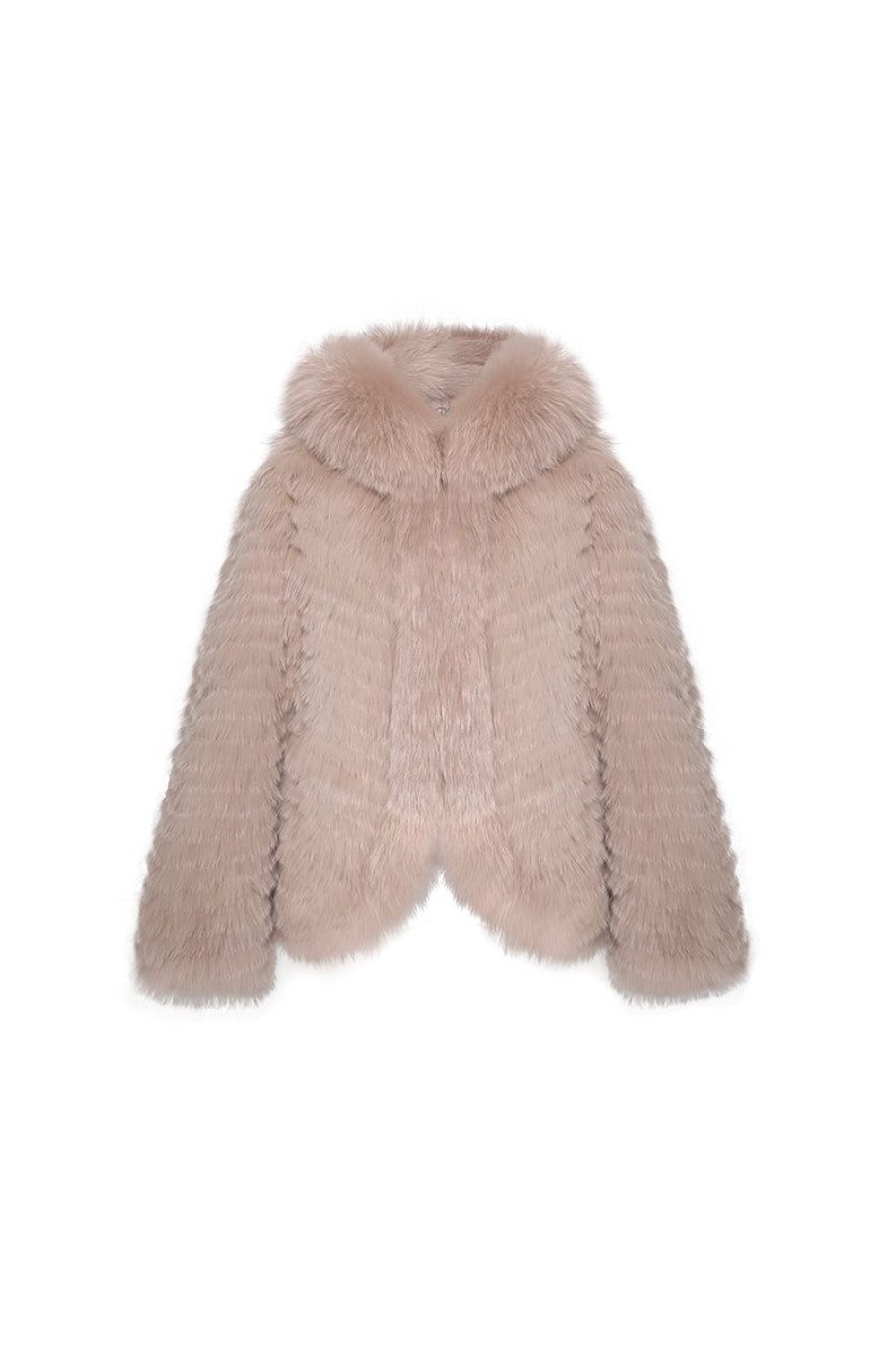 OZLANA Omniverse: Milan Runway Collection | Hooded Heart Rose Fox Fur Jacket(Mocha)