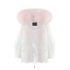 OZLANA Classic & Designer Parkas | White Oversize Parka +Pink Gradient