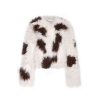 OZLANA Full Fur Jackets | Bubble Round Neck Shearling Wool Jacket(Brown)