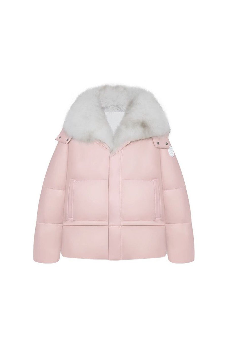 OZLANA Down Puffer Jackets | Versefox Fur Collar Multi-Wear Down Jacket(Pink)