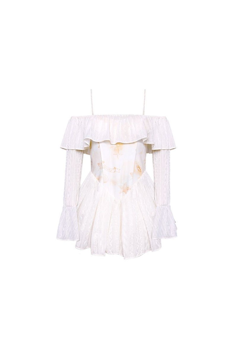 OZLANA Dresses & Sets | Tenderness Off Shoulder Bustier Lace Dress(Cream)