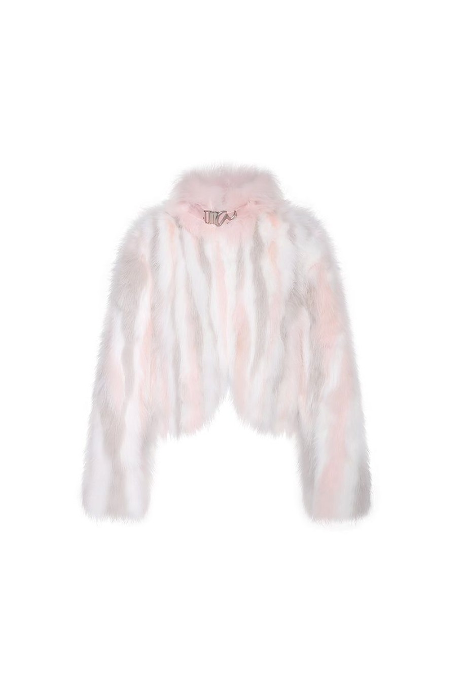 OZLANA Omniverse: Milan Runway Collection | Mille-Feuille Buckle Collar Fox Fur Jacket (Pink)