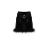 OZLANA Bottoms | Ozln Eco Leather Detachable Feather Skirt