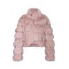 OZLANA Full Fur Jackets | Cloud Bubble Buckle Collar Fox Fur Jacket (Pink)