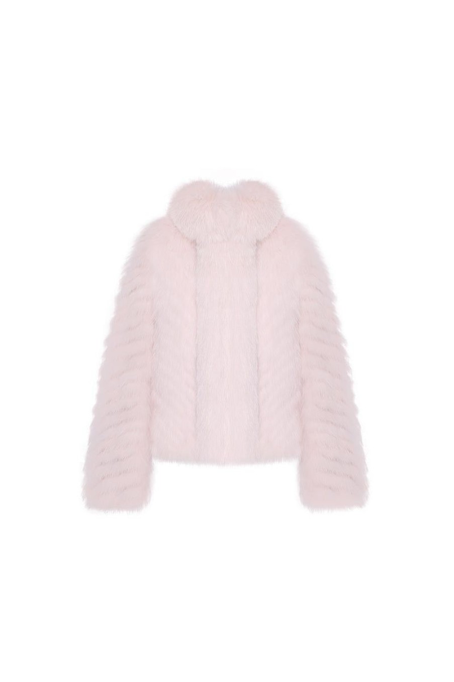 OZLANA Full Fur Jackets | Pom Pom Collar Fox Fur Jacket(Pink)