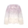 OZLANA Full Fur Jackets | Sunrise Gradient Round Neck Fox Fur Jacket (Purple)