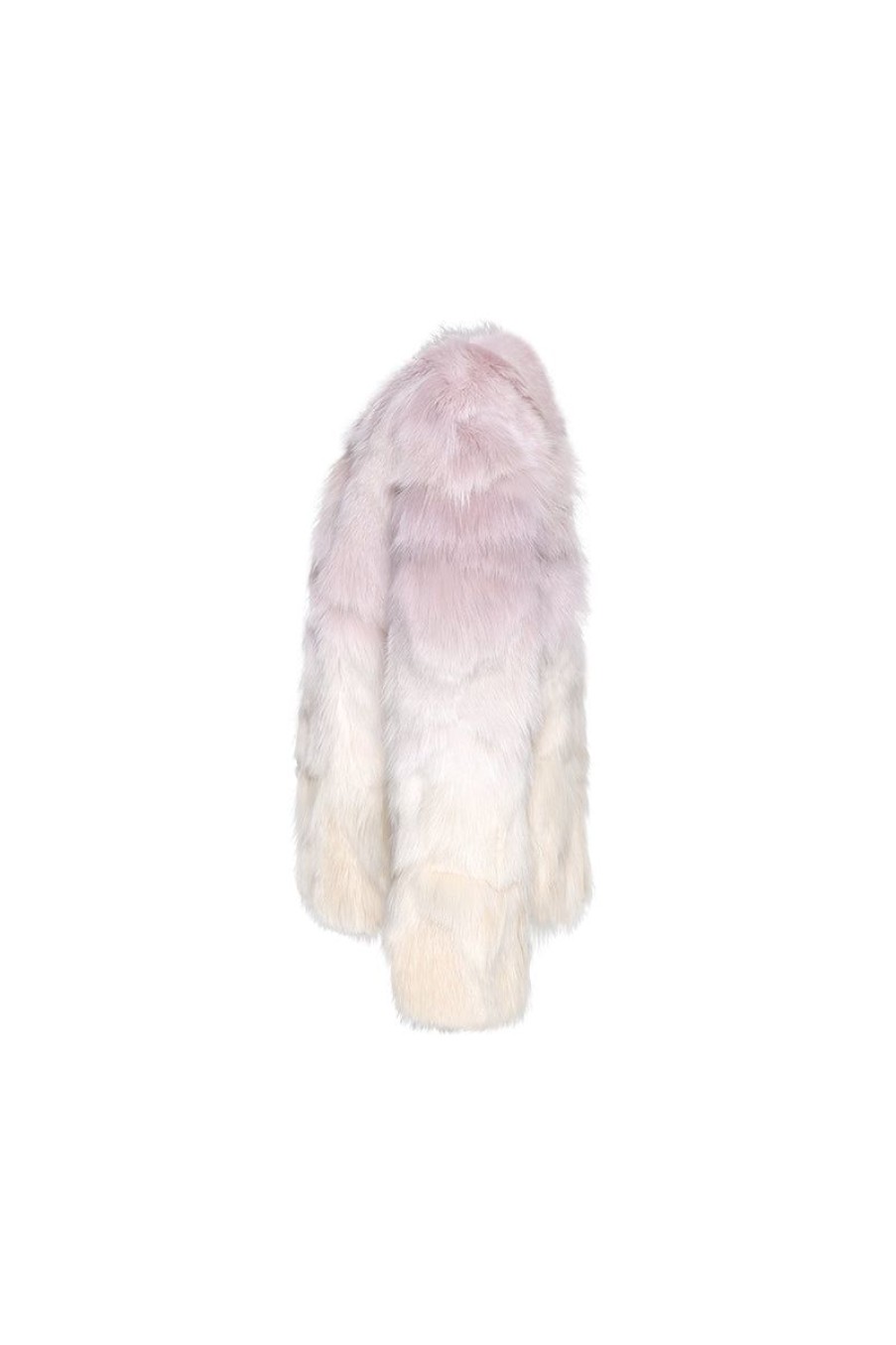 OZLANA Full Fur Jackets | Sunrise Gradient Round Neck Fox Fur Jacket (Purple)