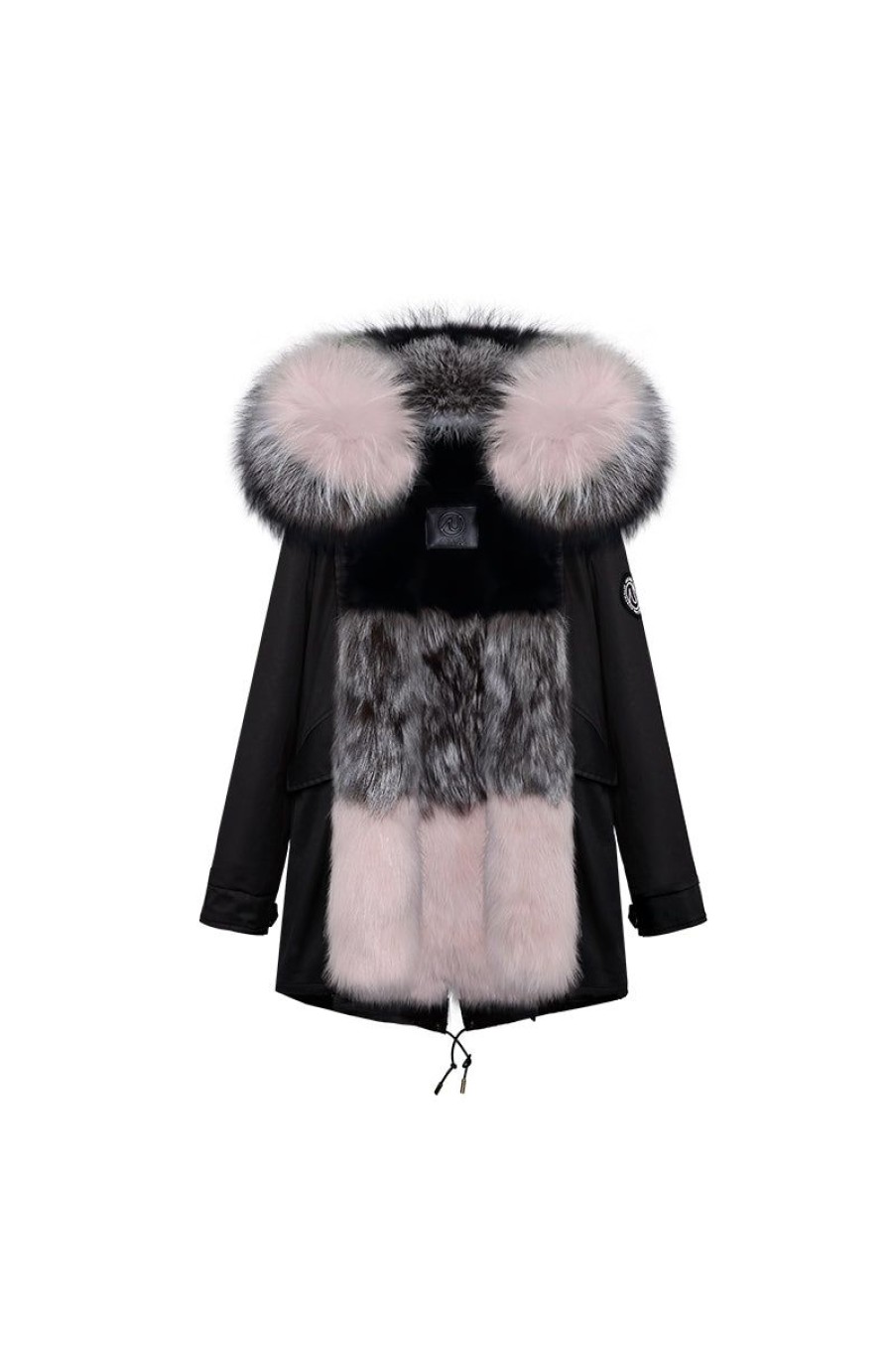 OZLANA Classic & Designer Parkas | Black+Pink Cake