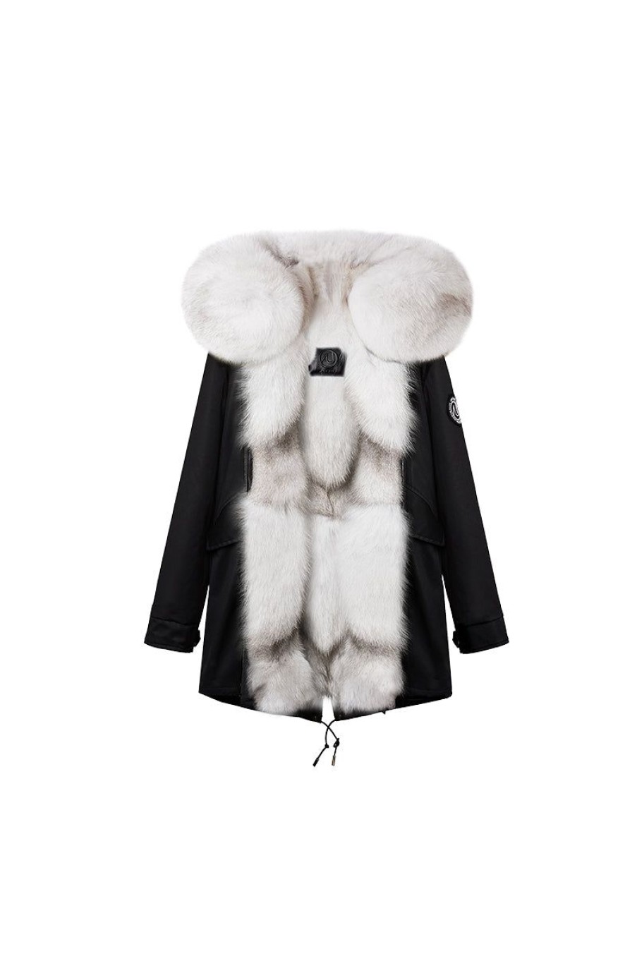 OZLANA Classic & Designer Parkas | Black + Classic Snow Fox