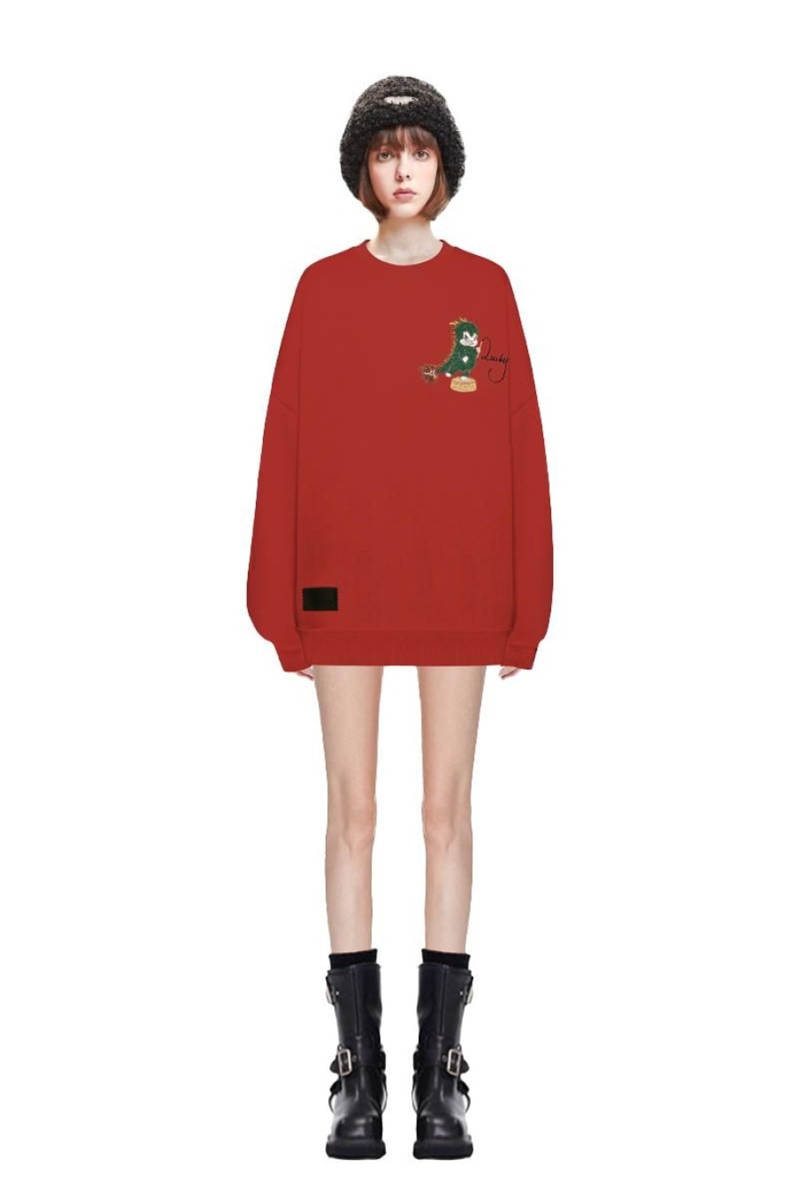 OZLANA Tops | Crewneck Faerie Dragon Sweatshirt(Red)