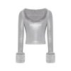 OZLANA Ozln | Ozln Detachable Faux Fur Sleeve Crop(Grey)