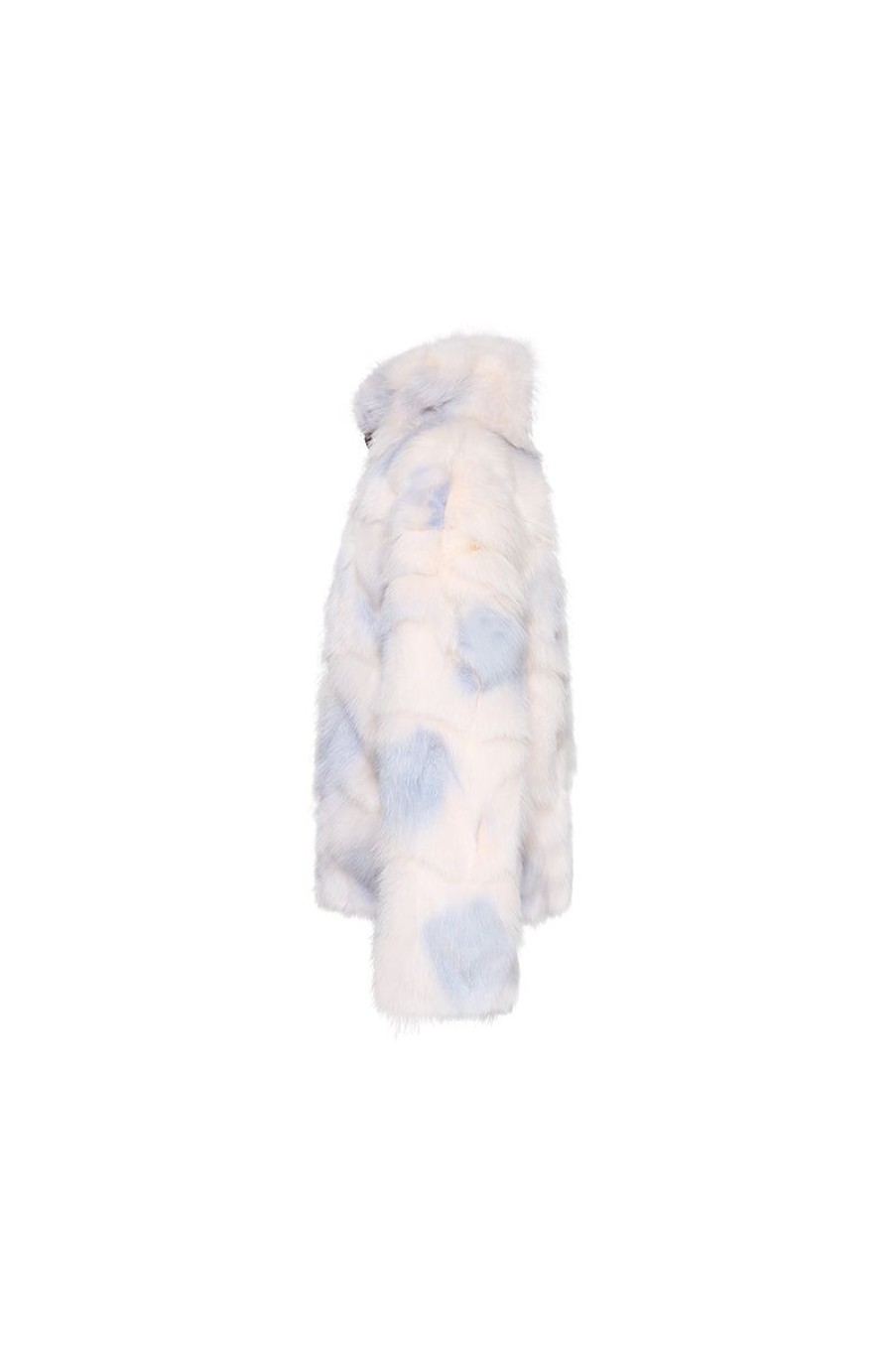 OZLANA Full Fur Jackets | Tie Dye Buckle Collar Fox Fur Jacket(Blue)