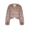 OZLANA Full Fur Jackets | Cloud Bubble V Neck Fox Fur Jacket (Dark Grey)