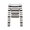 OZLANA Ozln | Off-Shoulder Logo Stripe Knit (Cream)