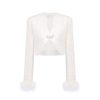 OZLANA Tops | Seafall Tweed Pearl Jacket(White)