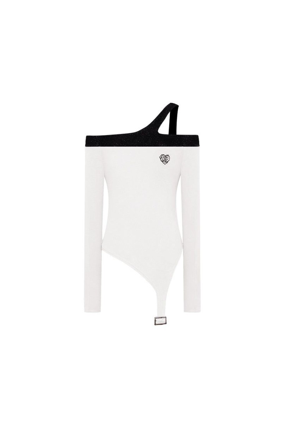 OZLANA Tops | Ozln Asymmetrical Garter Buckle Tank(White)