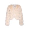 OZLANA Full Fur Jackets | Cloud Bubble V Neck Fox Fur Jacket (Cream)