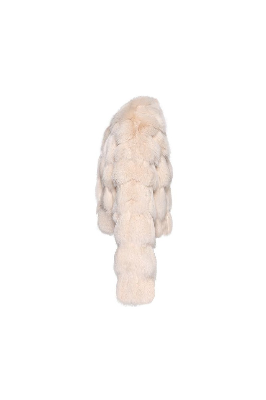 OZLANA Full Fur Jackets | Cloud Bubble V Neck Fox Fur Jacket (Cream)