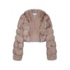 OZLANA Full Fur Jackets | Cloud Bubble Crop V Neck Fox Fur Jacket (Dark Grey)