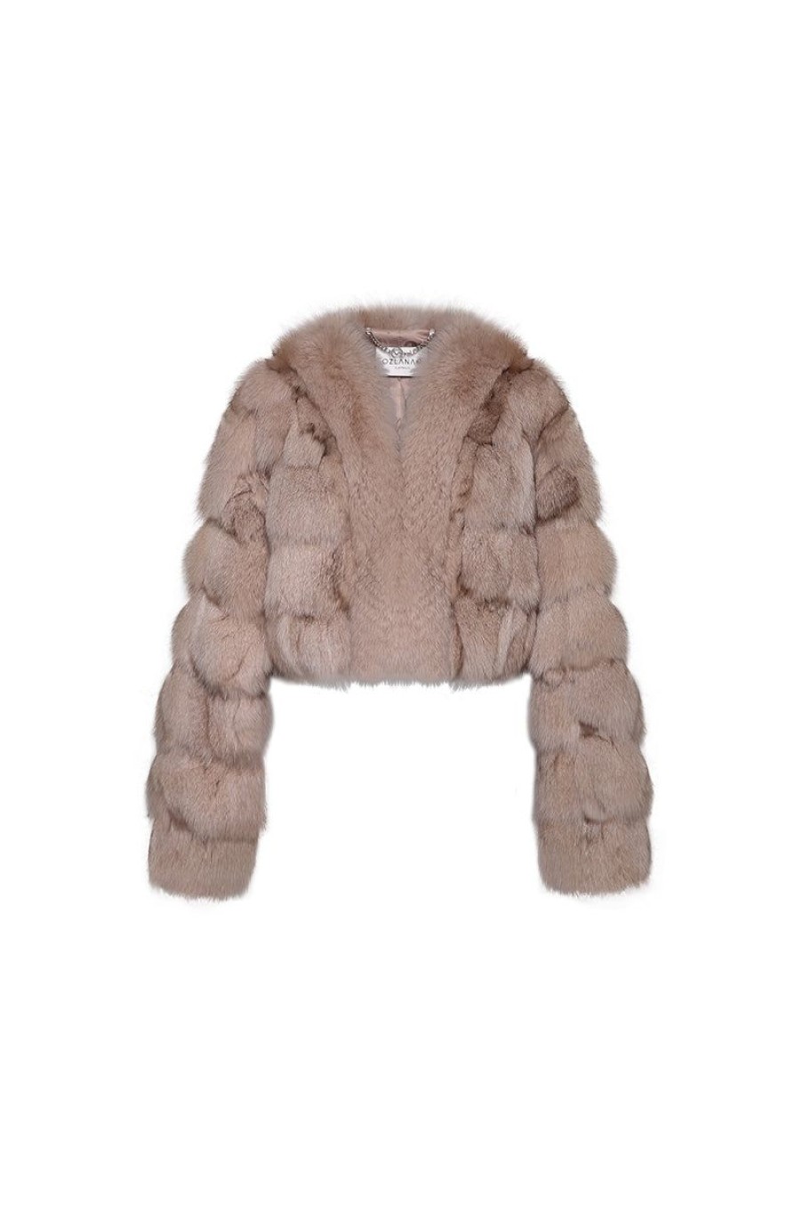 OZLANA Full Fur Jackets | Cloud Bubble Crop V Neck Fox Fur Jacket (Dark Grey)