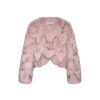 OZLANA Full Fur Jackets | Classic Crop V Neck Fox Fur Jacket (Pink)