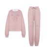 OZLANA Tops | Butterfly Oversized Sweatshirt Set(Pink)