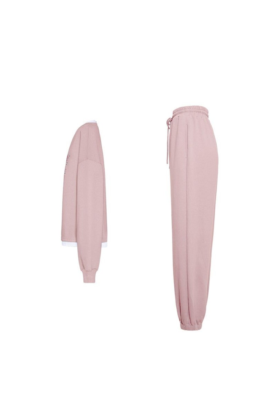 OZLANA Tops | Butterfly Oversized Sweatshirt Set(Pink)