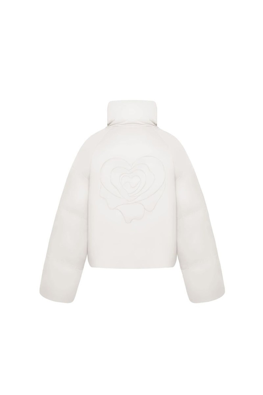 OZLANA Down Puffer Jackets | Melting Rose Heart Quilted Puffer Jacket(Cream)