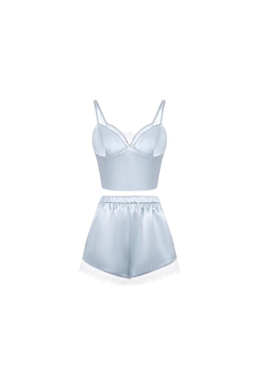 OZLANA Matching Sets | Lost To Time Satin Set(Blue)