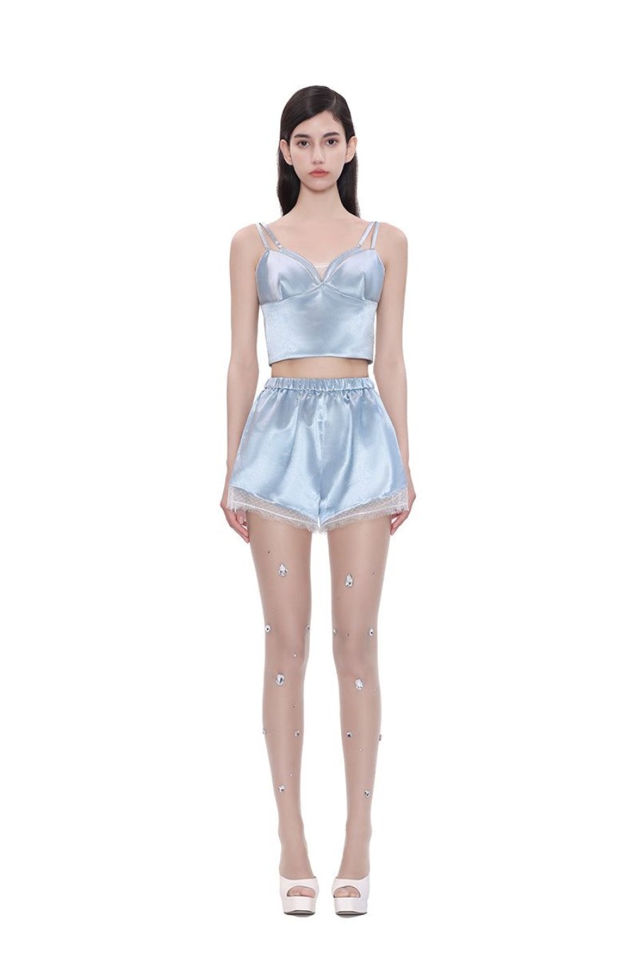 OZLANA Matching Sets | Lost To Time Satin Set(Blue)