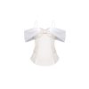 OZLANA Tops | Bow One-Line Shoulder Slim-Fit Top(Cream)