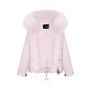 OZLANA Classic & Designer Parkas | Pinkshort Oversize Parka+Pink Rabbit Fur/Raccoon Fur