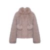 OZLANA Full Fur Jackets | Pom Pom Collar Fox Fur Jacket(Mocha)