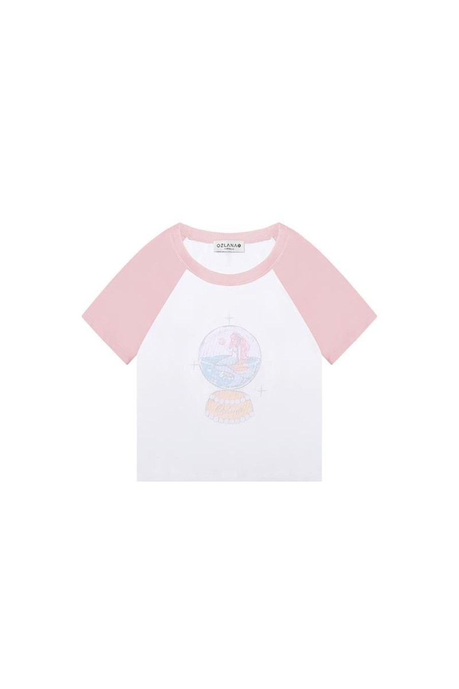 OZLANA Tee Shirts | Oceania Mermaid Raglan Tee(Pink)