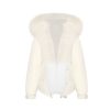 OZLANA Down Puffer Jackets | Omni Fox Fur Gradient Down Parka(Cream)