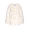 OZLANA Full Fur Jackets | Classic Round Neck Longline Fox Fur Jacket (White)