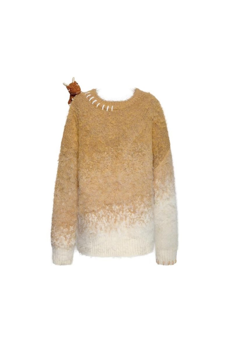 OZLANA Knits | Faerie Dragon Doll Stitched Knit Sweater(Camel)