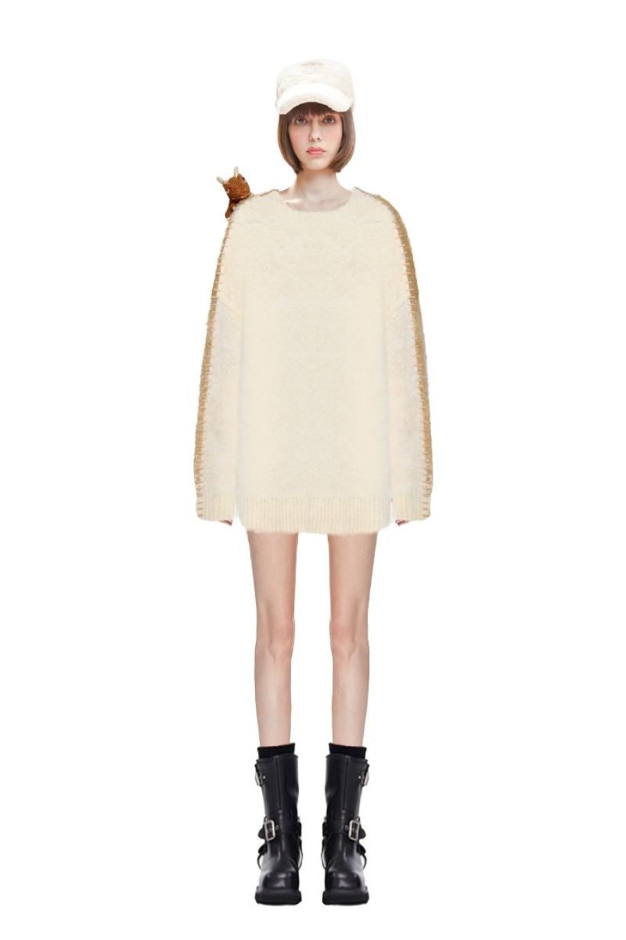 OZLANA Knits | Faerie Dragon Doll Stitched Knit Sweater(Camel)