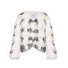 OZLANA Full Fur Jackets | Contrast V Neck Snow Fox Fur Jacket (White)