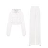 OZLANA Ozln | Ozln Rhinestone Hoodie Sweat Suit Set(White)