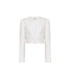 OZLANA Tops | Cropped Tweed Jacket(Cream)