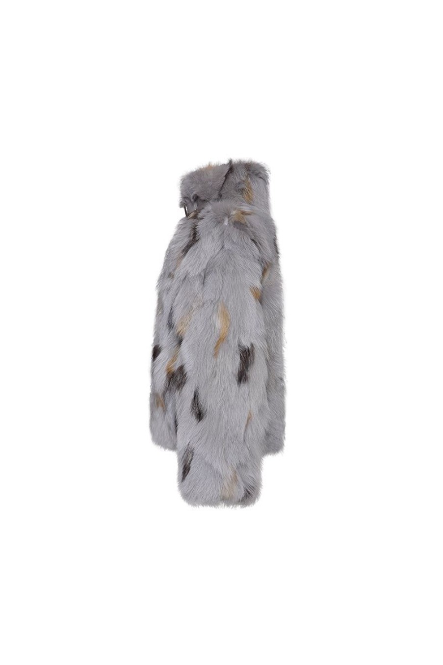 OZLANA Omniverse: Milan Runway Collection | Ochre Buckle Collar Fox Fur Jacket (Grey)