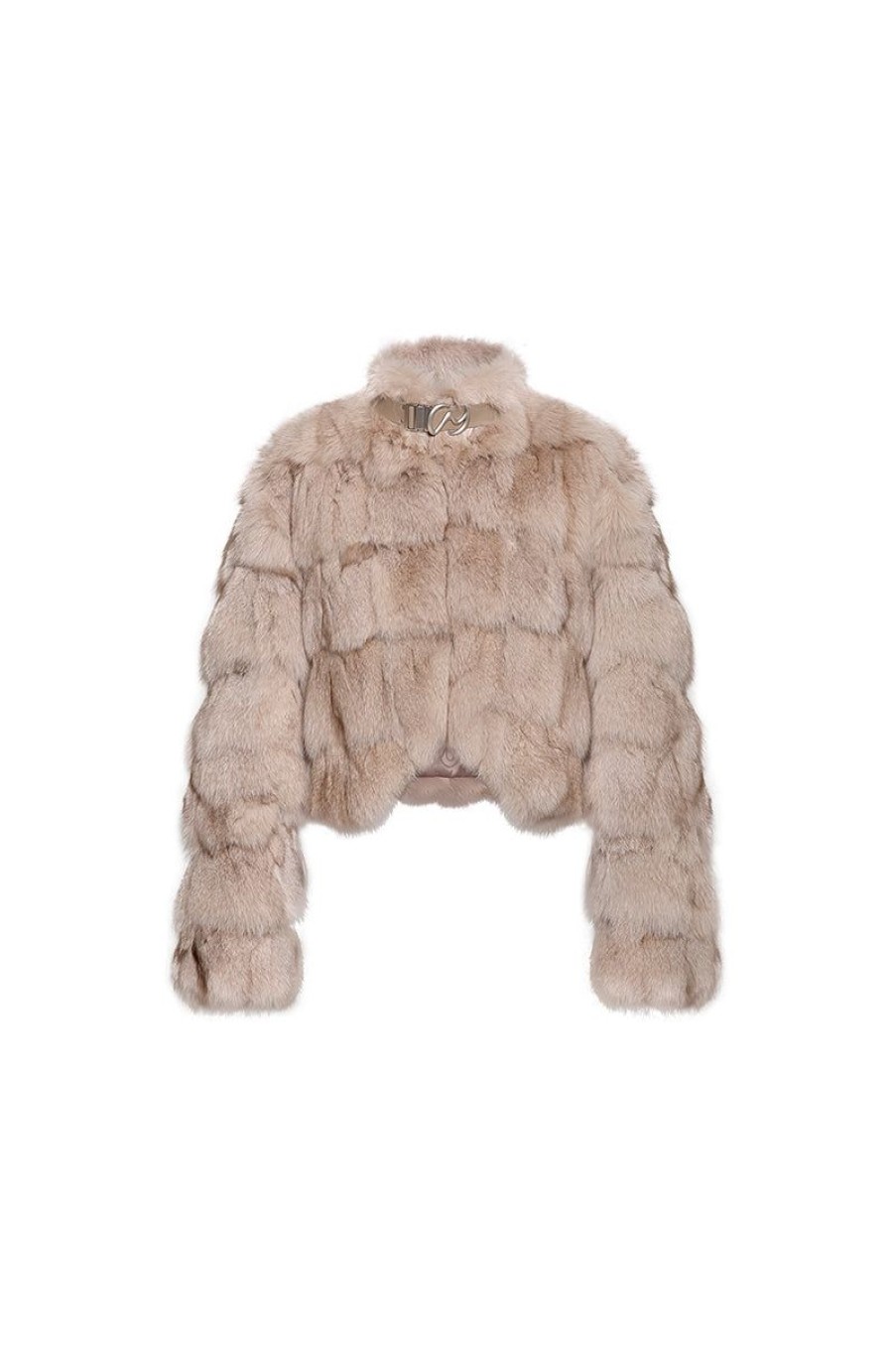 OZLANA Full Fur Jackets | Cloud Bubble Buckle Collar Fox Fur Jacket (Dark Grey)