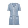 OZLANA Tweeds | Veil Of Water Shift Mini Dress(Blue)